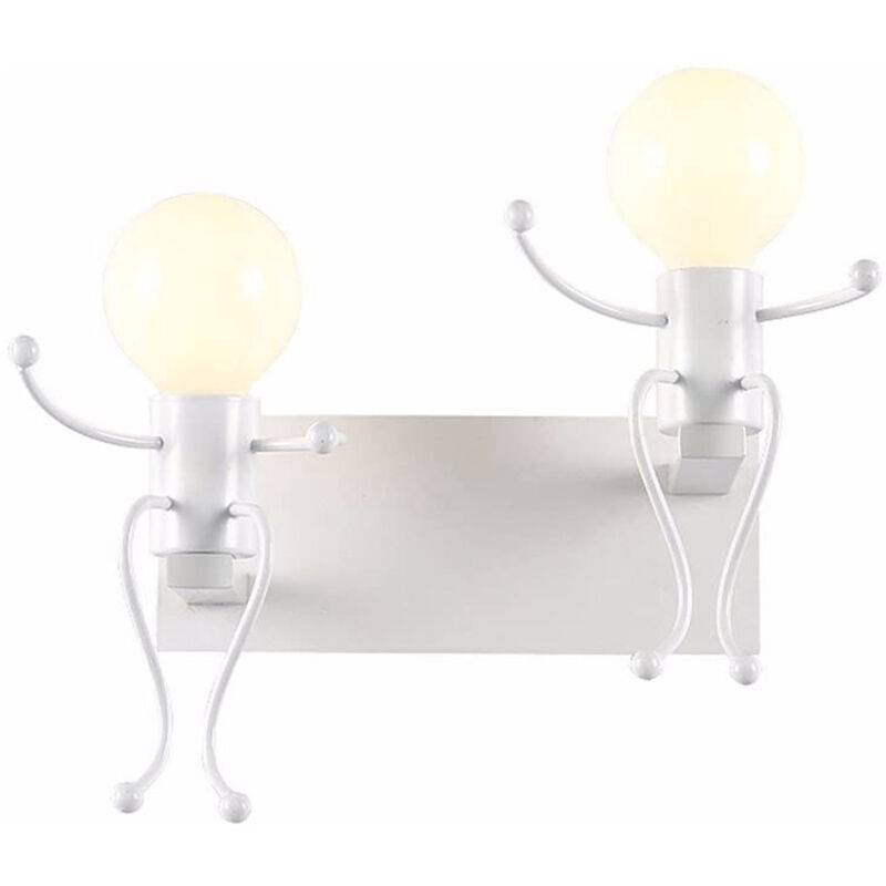 Applique de Pared Creativa Pequeñas Figuras Bailarinas 2X Blanca E27 Iluminación de Pared Mur Retro de Hierro para Bar Dormitorio Cocina Café Pasillo