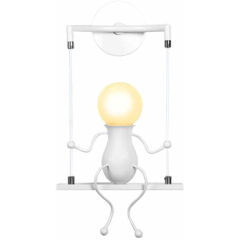 Applique de Pared Simple Moda Columpio Niños Lámpara de Pared Mur Moderna Figuras de Hierro para Salón Dormitorio (Blanca)