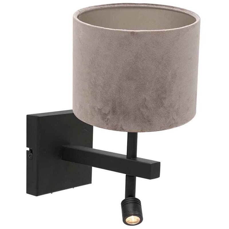 Steinhauer - Applique murale lampe de lecture lampe de lit lampe de chambre textile gris noir mat Steinhauer - Applique murale lampe de lecture lampe de lit lampe de chambre textile gris noir mat