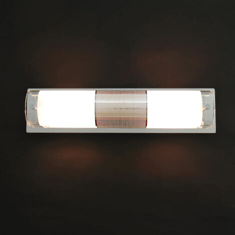 Applique de salle de bain argentée – Verre satiné – 2x E14 jusqu'à 40W – IP20 – Dimensions 380x90x90mm – Licht-Erlebnisse