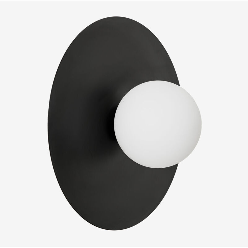 Sklum - Applique murale pour salle de bain en fer et verre Anine Noir Ø30 cm