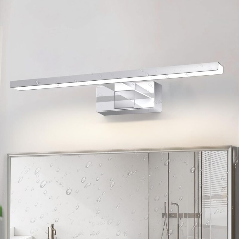 Applique de salle de bain led Gbly lampe armoire,lumière blanche neutre 4000 Kelvin, 6W, étanche IP44, largeur 300mm, chrome