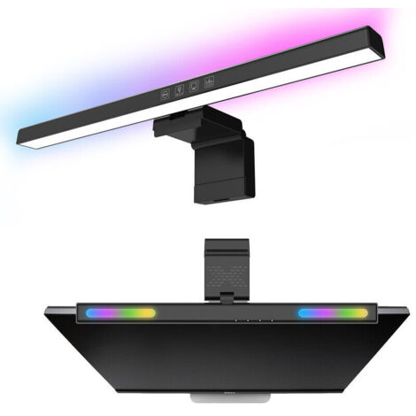 Applique de salle de bain-Light Bar with RGB Backlight,RGB Monitor Light Screen Light Bar, LED Computer Night Light with Eye Caring,No Glare, Touch Control, PC Desk Lamps for Home/Office/Gaming