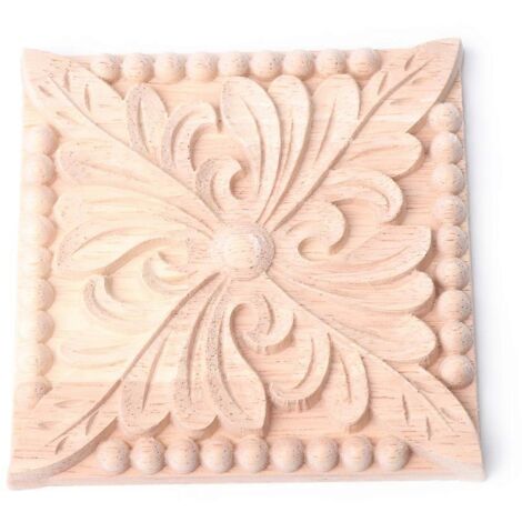 Applique décorative d'angle en bois sculpté à motif floral pour meubles et armoires non peintes