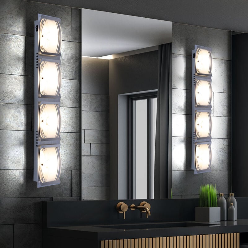 Cob Applique led applique murale spot mural lampe de chambre lampe de salle à manger lampe de cuisine, verre aluminium chromé satiné, 4x 350 lumens