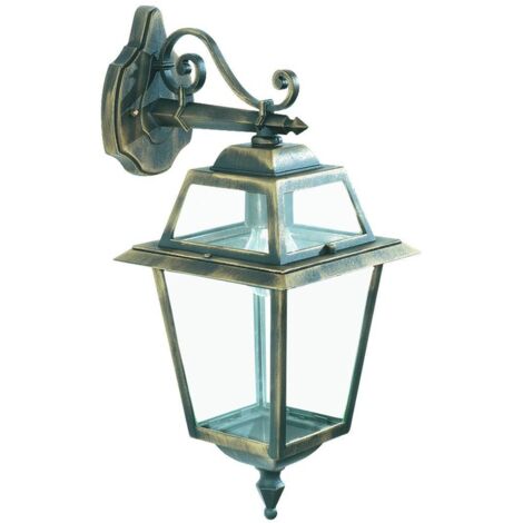 Applique descendante New Orleans or noir, verre transparent IP44 E27 maxi 60w