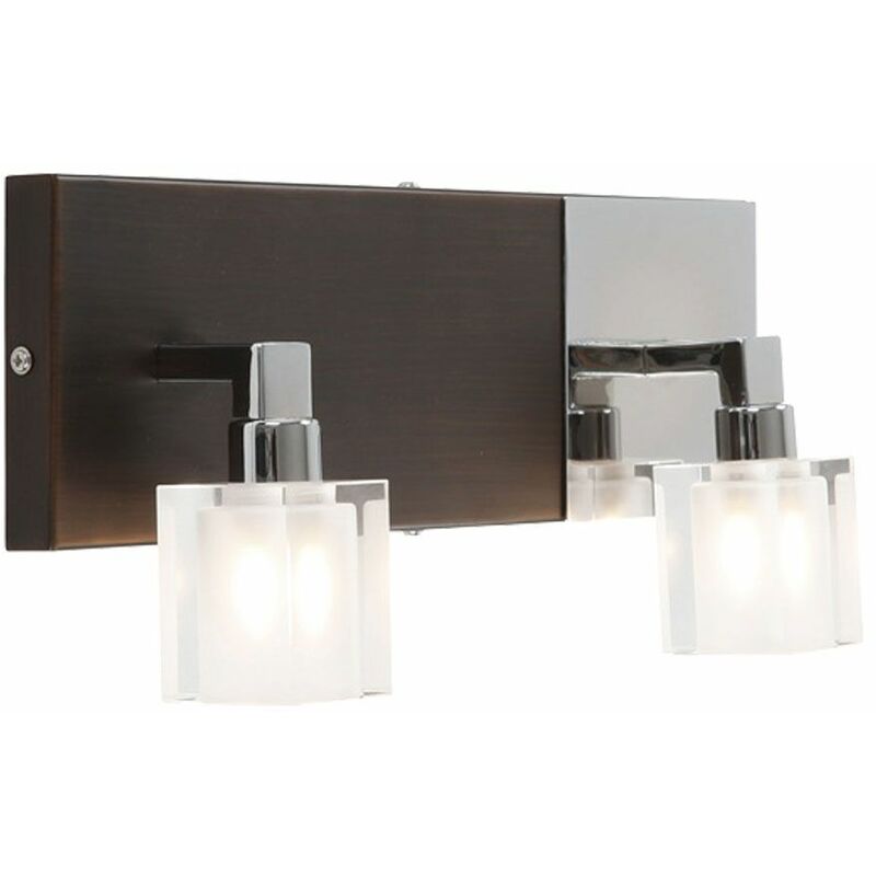 Image of Lampada da parete di design in legno scuro con faretto lampada cromo corridoio illuminazione cucina Globo 56442-2