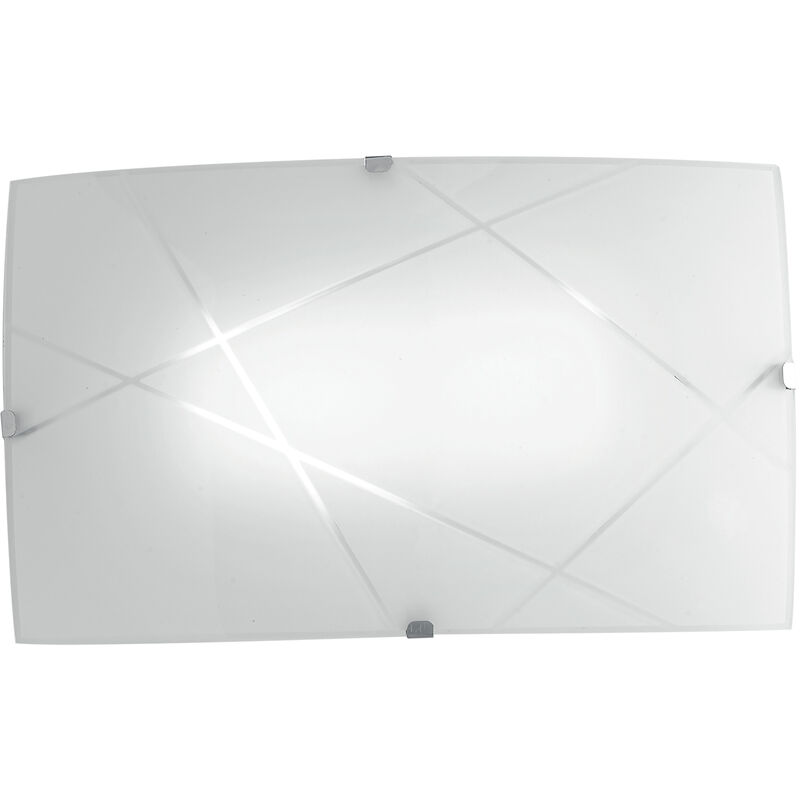 Image of Plafoniera led alexia in vetro bianco 12W 4000 Kelvin (luce naturale) 18x30 cm. - Bianco, Cromo