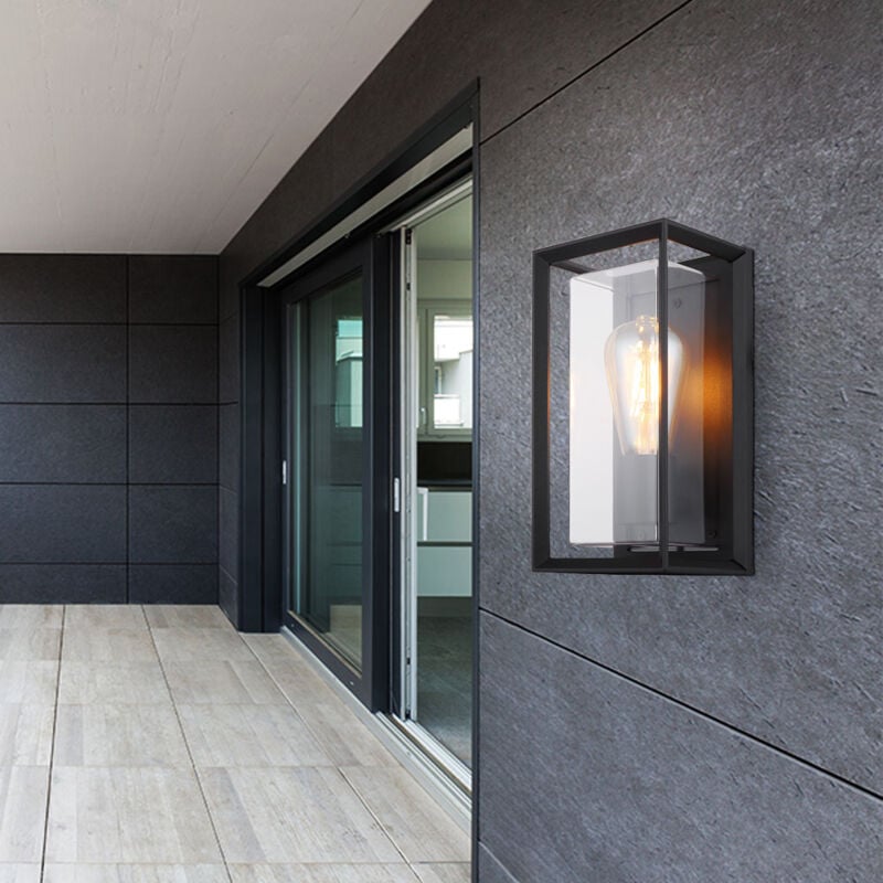 Lampe extérieure Applique murale Lampe de jardin Lampe extérieure Applique domestique Garage, IP44 noir, 1x douille E27, hxl 24,8x13 cm