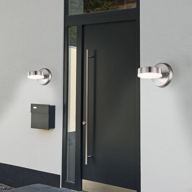 Applique d'extérieur en acier inoxydable, lampe de façade à led, lampe de porte d'entrée argentée, lampe de jardin, 7W 450lm blanc chaud, l x h 11,5