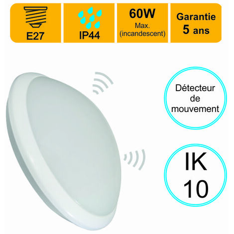 Hublot LED Rond ø 320 mm avec détecteur NOVA - 25 W - IP 65 - Blanc Chaud -  DeliTech®