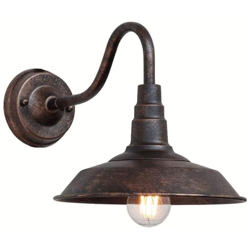 Applique D'extérieur IP54 Étanche Extérieur Rétro Bronze Applique Antique Rural en Fer Forgé Lanterne Murale E27 Vintage Edison Luminaire pour Cour
