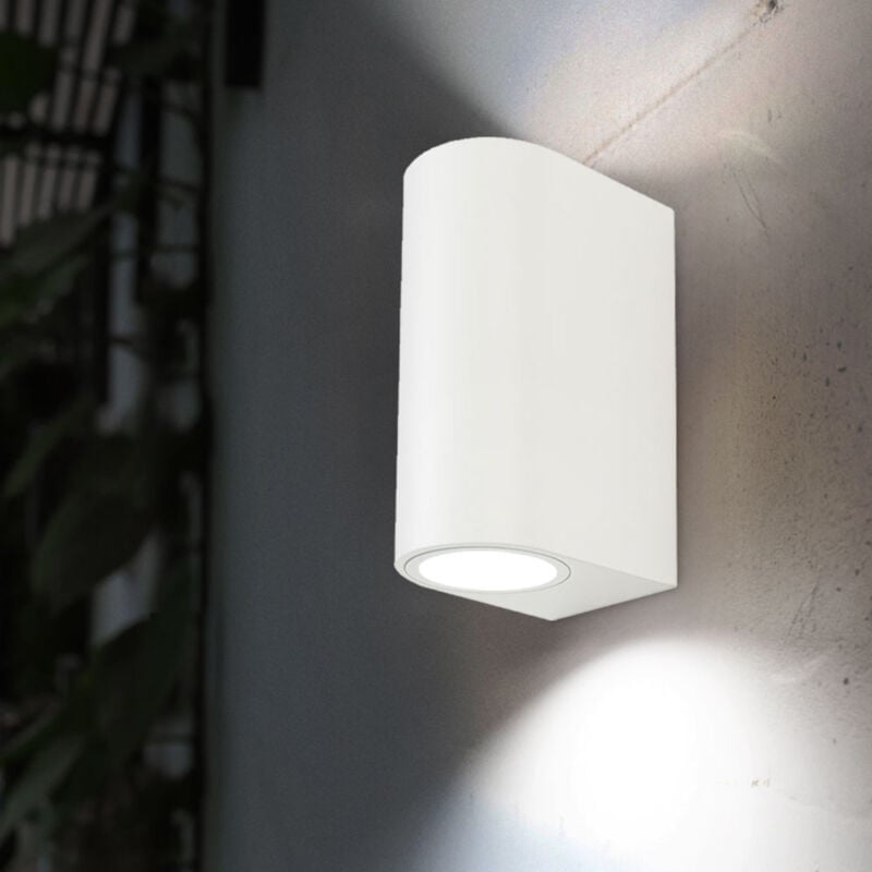 Applique d'extérieur Lampe de façade blanche Up Down Lampe de terrasse Lampe de jardin Lampe de porte d'entrée Applique 2 flammes, 2x GU10, LxLxH 8,8