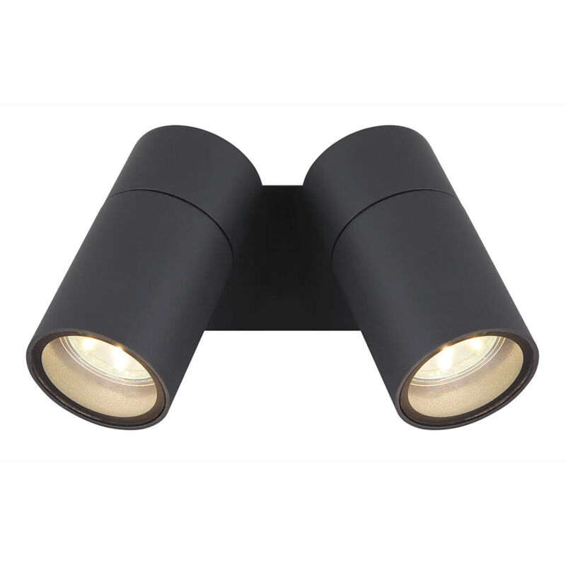 Applique murale aluminium Lampe de jardin à 2 flammes orientables, aluminium anthracite, 2x GU10 douilles, lxh 15x11,8 cm