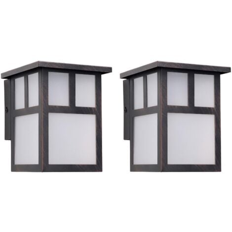 Applique d'extérieur rustique de style japonais Forlight Osaka (2 pièces). Lanterne murale pour E27 Ampoule. Lampe murale pour jardin et terrasse IP23. Brun rouille