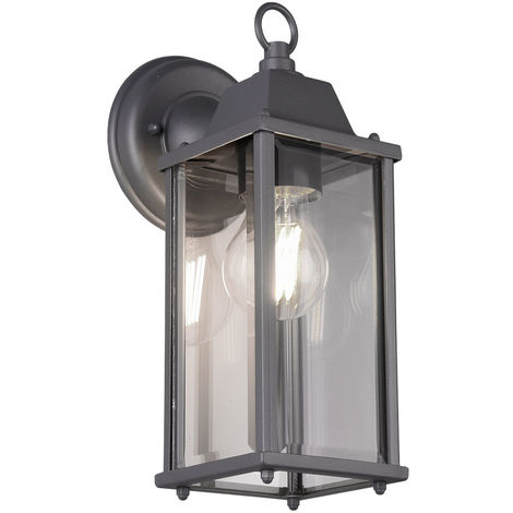 Applique d'extérieur télécommande lampe de façade lanterne projecteur anthracite dimmable dans un ensemble comprenant des ampoules LED RVB