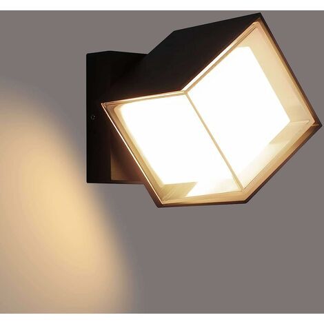 Applique d'Extérieure Murale LED 12W Lampe Murale Etanche IP66 Lampe Lumière extérieur Moderne pour Cour Jardin Pilier Terrasse Proche Mur Pathway Patio Villa Couloir Blanc Chaud 3000K