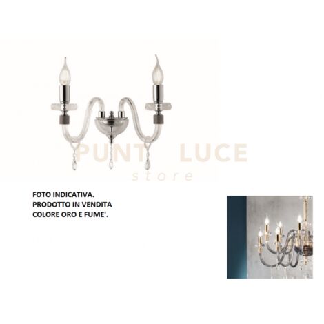 APPLIQUE DIDO 2 LUCI FUME' E ORO ATTACCO E14 L.35CM