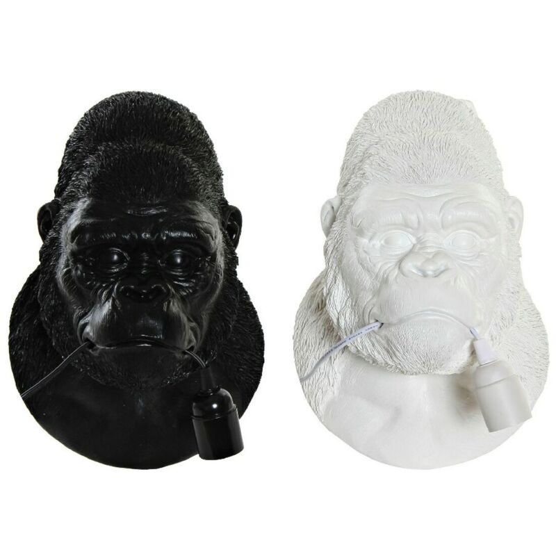 Applique dkd homedecor 23 x 19 x 32 cm noir blanc résine 220 v 50 w gorille moderne (2 pièces)
