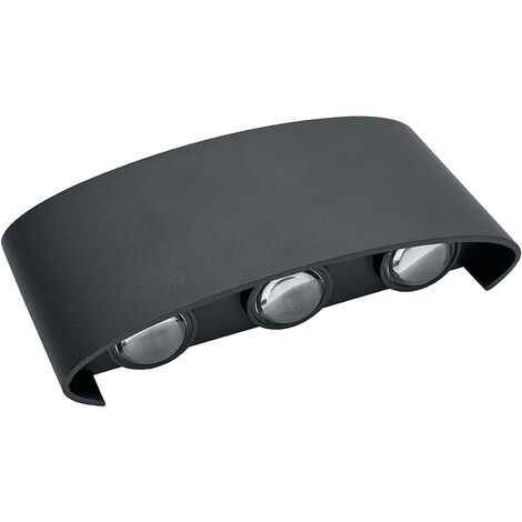 Applique doppia emissione di luce 6 led 16 watt UP & DOWN lampada da muro nero per esterno casa terrazzo giardino IP65 4000K