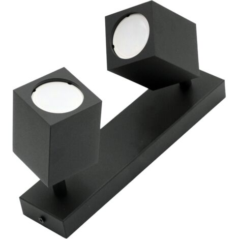 Applique doppia orientabile Quantus nera 2xGU10 IdeaLED