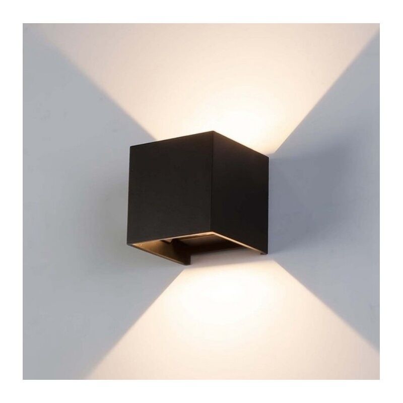 Image of Mille Lucciole - Applique doppio Nero cubo led 6W luce regolabile IP65 faretto a muro parete fredda bianca 6500k
