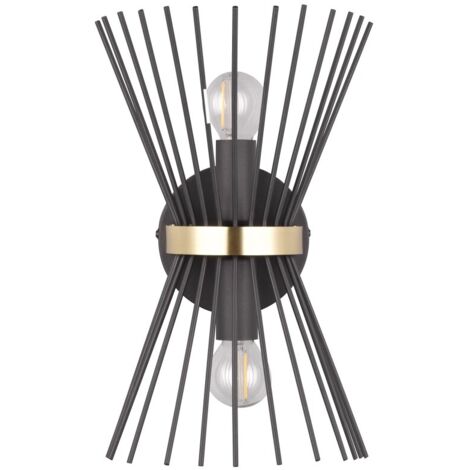 Applique, Double applique murale metal or et noir Rod Noir en Metal, TRIO