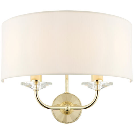Applique double demi-lune nickel, abat-jour E14 Endon