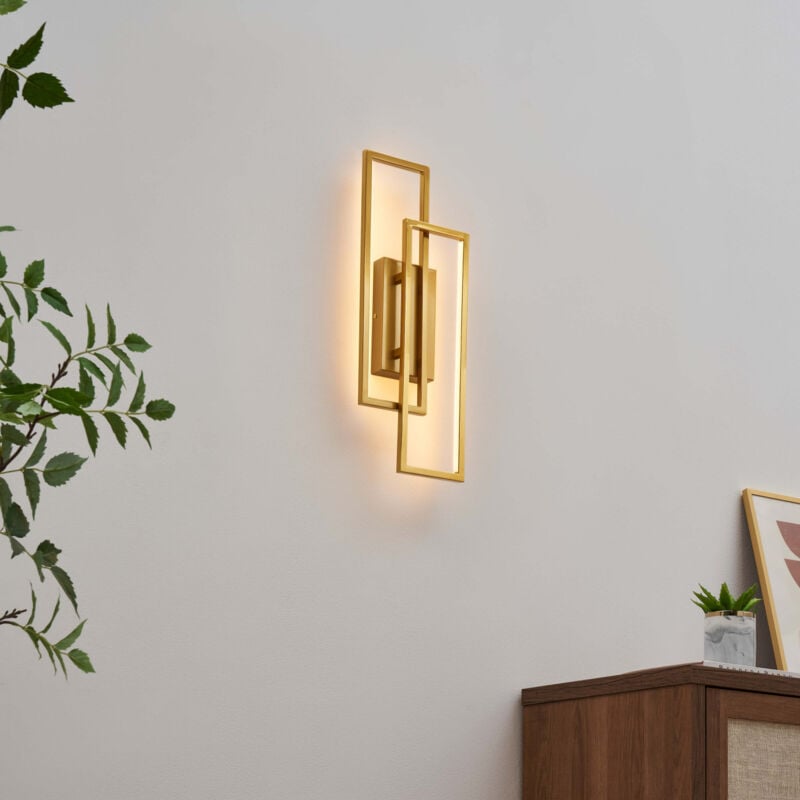 Applique double rectangle laiton 50 cm éclairage indirect - Torello