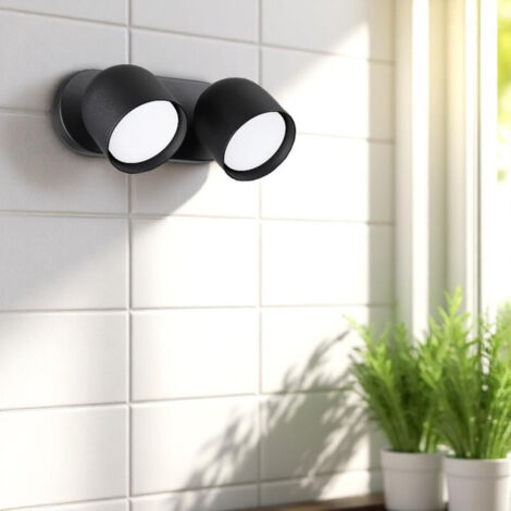 Applique double spot orientable métal noir Dodo