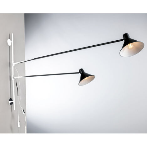 Applique DUETTO in metallo nero con due bracci orientabili