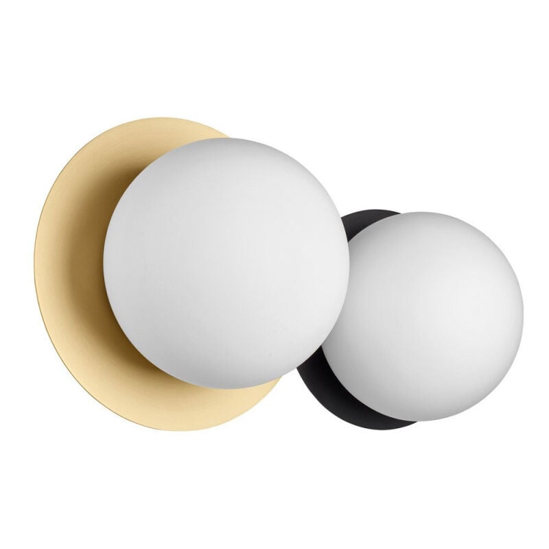 Applique Duo Salle De Bain Laiton Et Noir Mat Ip44 Alix