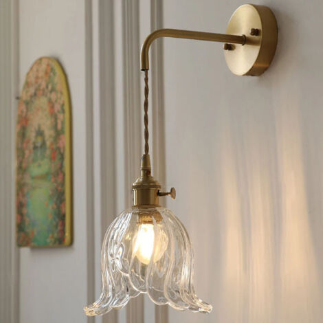 Applique E27, sans source lumineuse, veilleuse en verre transparent, lampe décorative de salon, chaîne réglable