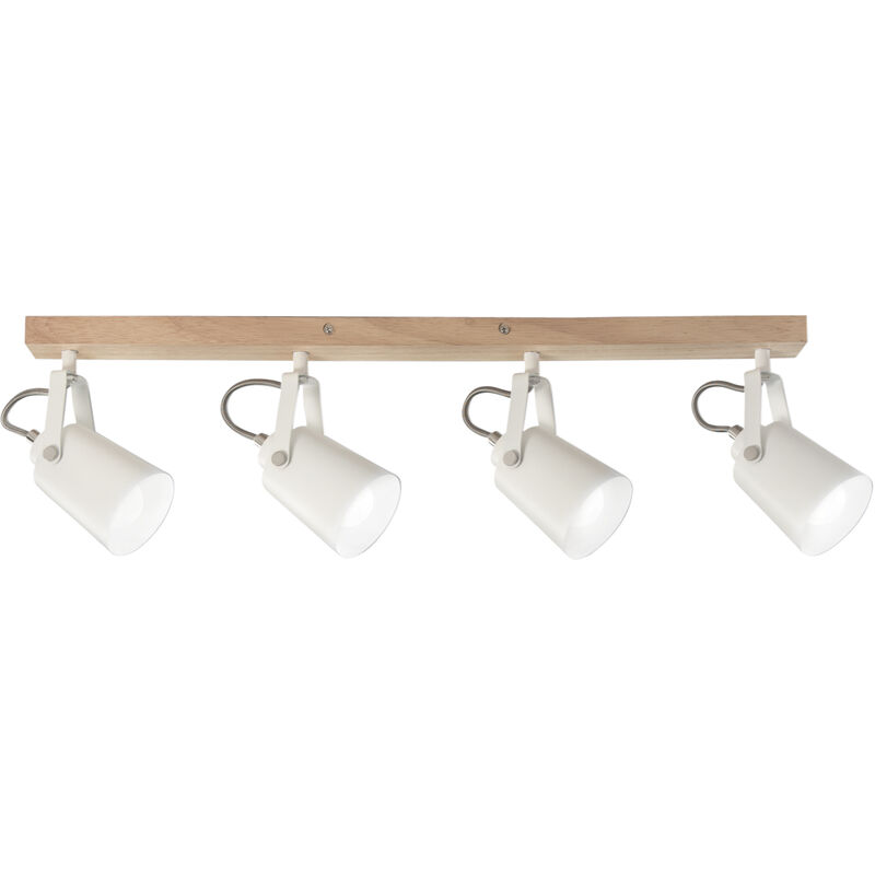 Image of Luce Ambiente E Design - Applique eda in metallo bianco e legno con quattro punti luce orientabili - Bianco, Legno