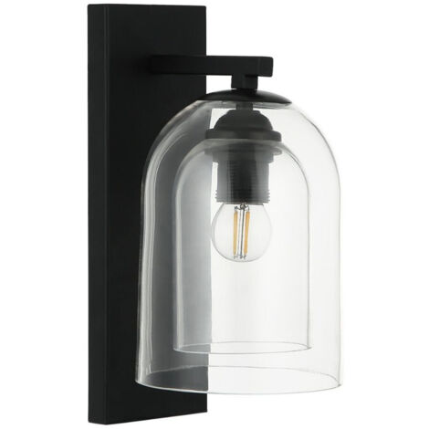 Applique Elaris nera vetro trasparente E27 15W Light Prestige