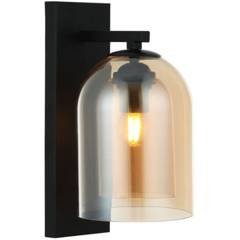 Applique Elaris nero vetro ambra E27 Light Prestige
