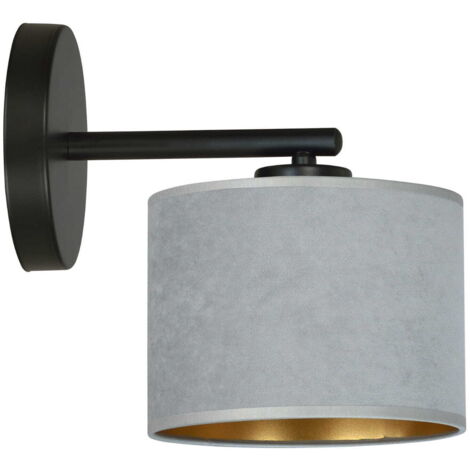 Applique Emibig Hilde K1 grigio ottone E27 1 luce tessuto