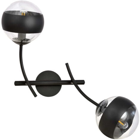 Applique Emibig Hunter 2xE14 nero vetro trasparente