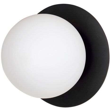 Applique Emibig Minerva noire verre acier 1xE14 IP20