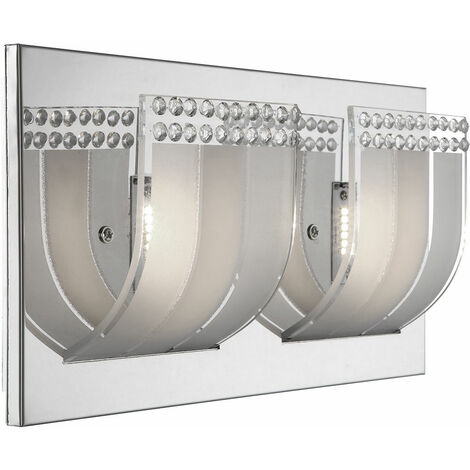 Applique en cristal applique chambre lampe lampe en cristal verre, finition satinée claire, 2x LED 3W 300Lm blanc chaud, LxPxH 30x16x9 cm