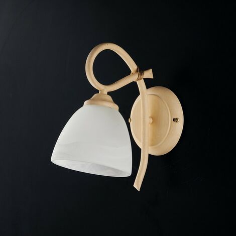 Applique en fer decape ivoire une lumière abat-jour en verre blanc 23x h25 cm