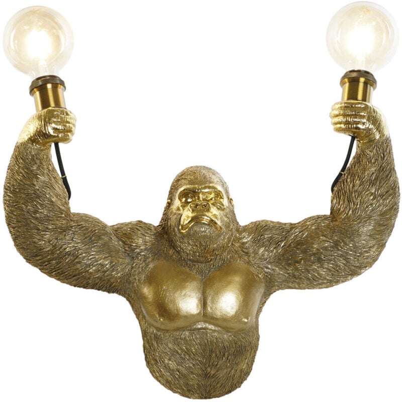 Lampe Applique Résine 51X20X41 Gorille Doré