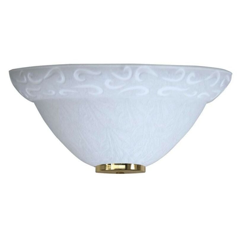 Applique en verre craquelé blanc avec crochets dorés diam. 30 xh.13 cm