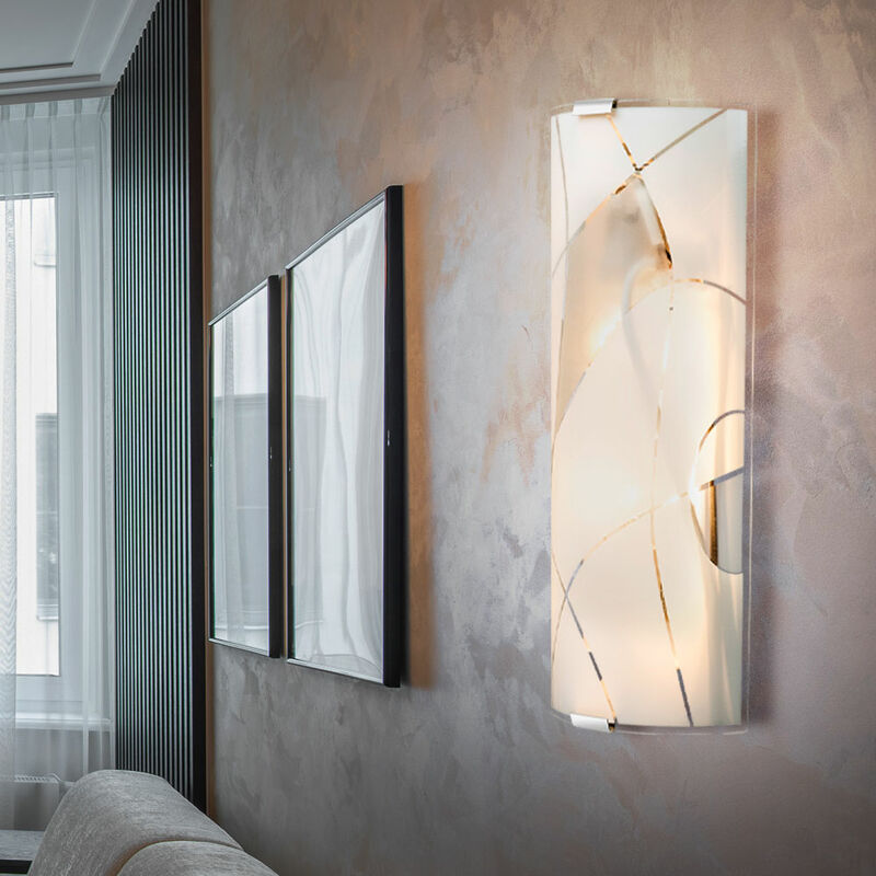 Applique en verre salon salle à manger éclairage chrome spots décor lignes lampe satiné Globo 40403W1