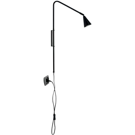 Applique ENEA in metallo nero con punto luce orientabile