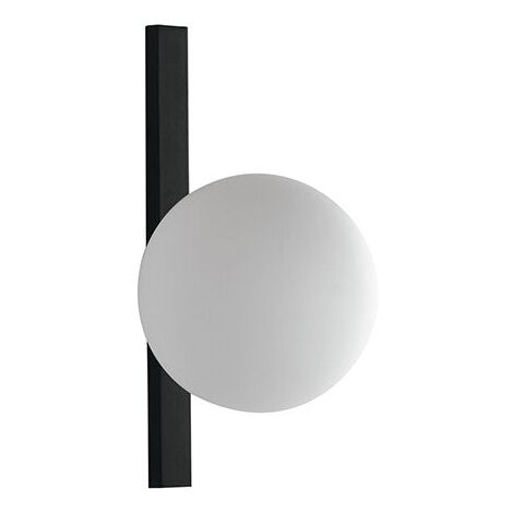 "Applique ENOIRE in metallo nero con diffusore in vetro bianco"