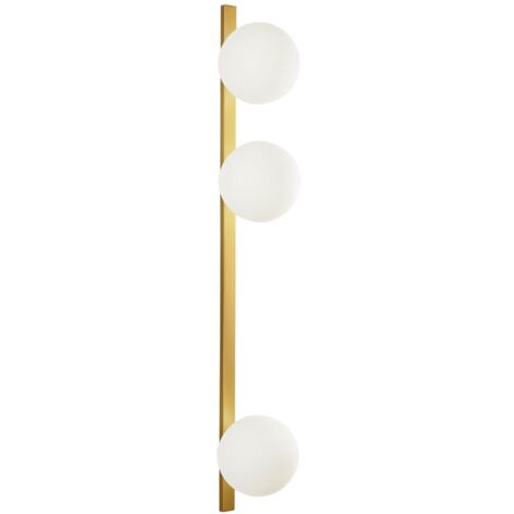 "Applique ENOIRE in metallo oro con tre diffusori in vetro bianco"