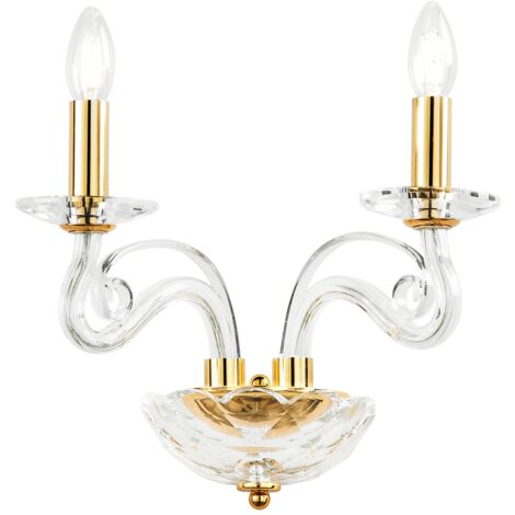 "Applique EPOQUE a due luci in cristallo con finiture oro"
