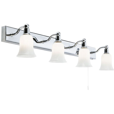 Applique Equador 4Lt - Metallo cromato e vetro opalino