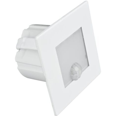 Applique escalier encastrée LED 1,2W PIR carrée blanche DPM